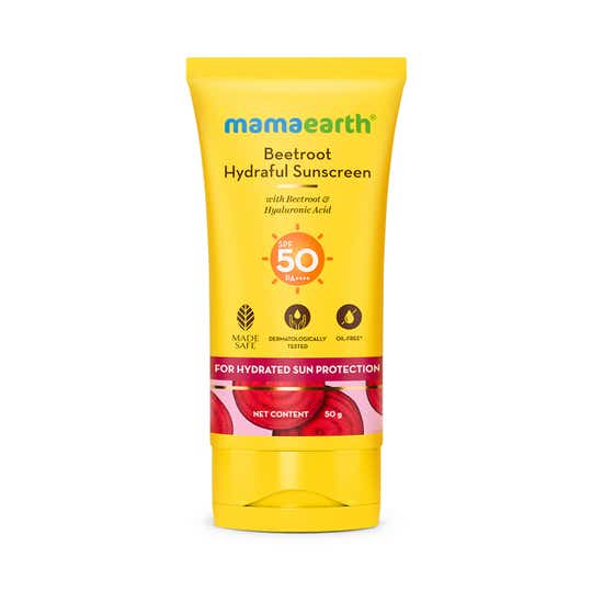 Mamaearth Beetroot Hydraful Sunscreen with Hyaluronic Acid & Tan Protection SPF 50 PA++++ (50 g)