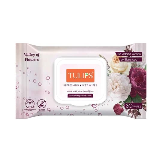 Tulips Refreshing Wet Wipes Valley of Flowers - (30 pcs)