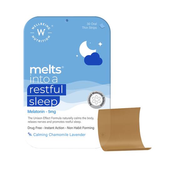 Wellbeing Nutrition Melts Restful Sleep Melatonin Strips - (30 pcs)