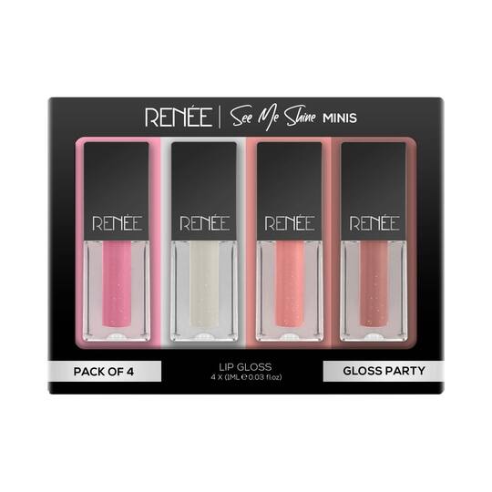 Renee Cosmetics See Me Shine Minis Gloss Party Lip Gloss Set - (4 pcs)