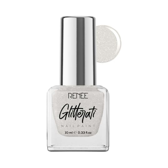 Renee Cosmetics Glitterati Nail Paint - White Sparkle (10 ml)