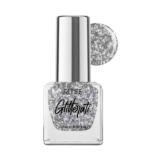 Renee Cosmetics Glitterati Nail Paint - Silver Confetti (10 ml)