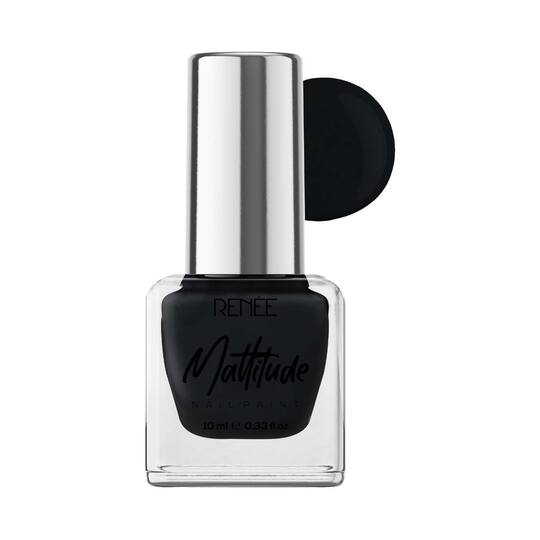 Renee Cosmetics Mattitude Nail Paint - Feather Black (10 ml)