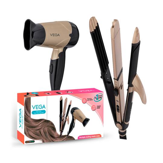 Vega Hair Dryer and Straightener Combo: 3 in 1 Hair Styler & Hair Dryer for Women (VGGP-10) (123 g)
