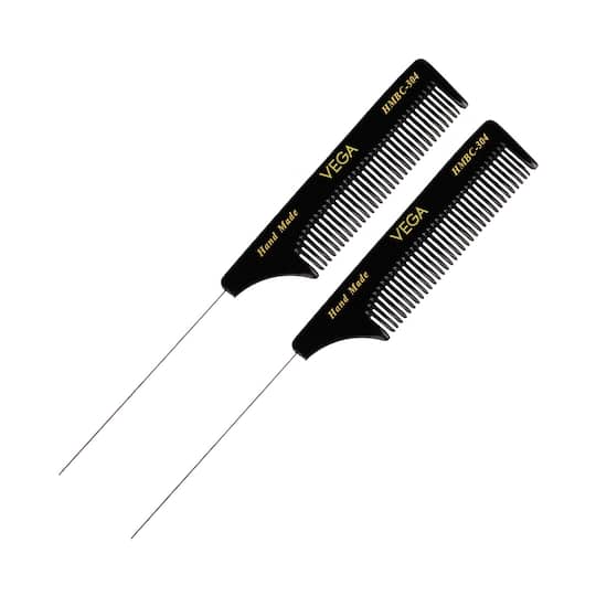 Vega Tail Hair Comb with Steel Pin for Women Pack of 2 (VC2HMBC-304) (26 g)