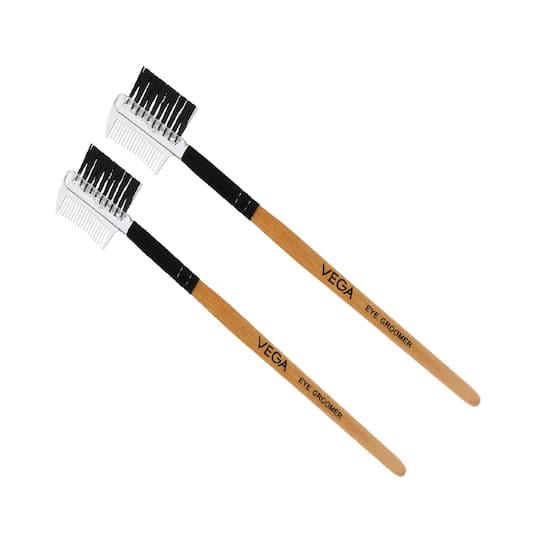 Vega Eye Groomer with Dual Sided Make-up Tool Wooden Color Pack of 2 (VC2EV-09) (6 g)