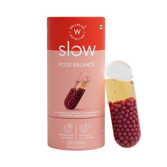 Wellbeing Nutrition Slow PCOS Supplement Veg Capsules for Women Caronositol Weight Management