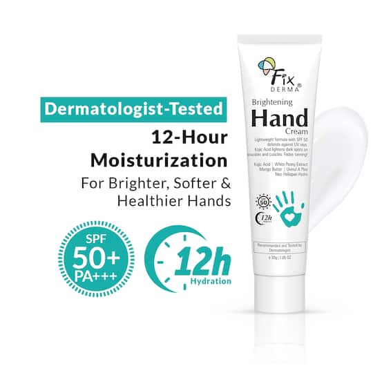 Fixderma Brightening Hand Cream with SPF 50 Hand Moisturizer for Dry, Rough & Itchy Hands (30g)