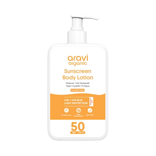 Aravi Organic SPF 50++++ Sunscreen Body Lotion For Naturally Nourish With UVA-B Protection (200 ml)