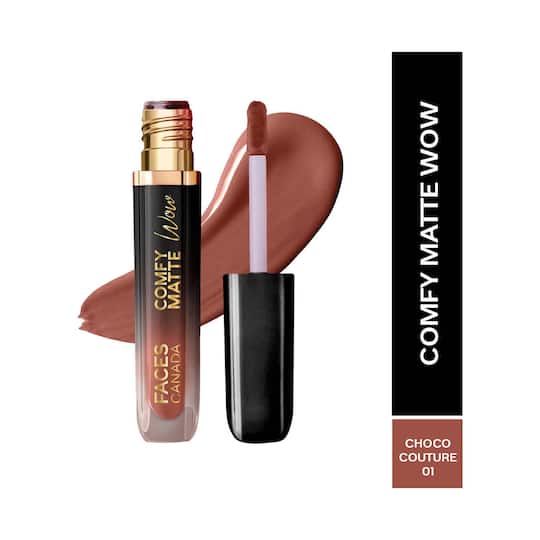 Faces Canada Comfy Matte Wow One Swipe Application Liquid Lipstick - Choco Couture 01 (3.8 ml)