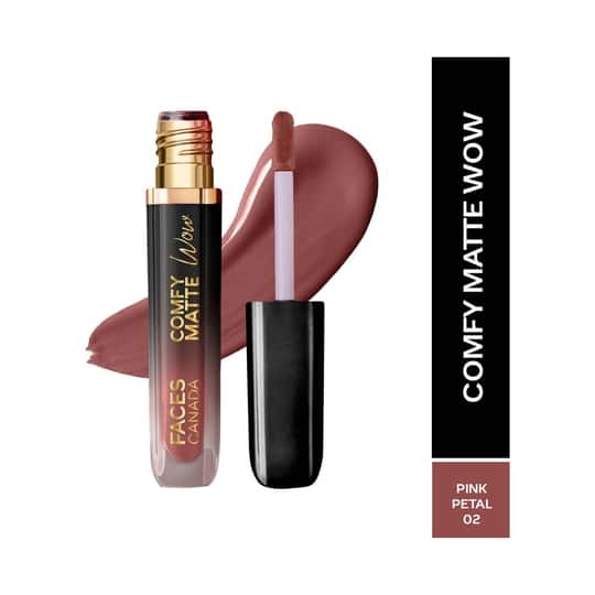 Faces Canada Comfy Matte Wow One Swipe Application Liquid Lipstick - Pink Petal 02 (3.8 ml)