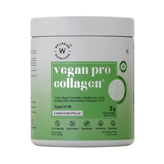 Wellbeing Nutrition Vegan Pro Collagen Hyaluronic Acid Skin and Hair Lemon Lime Flavor (200 g)