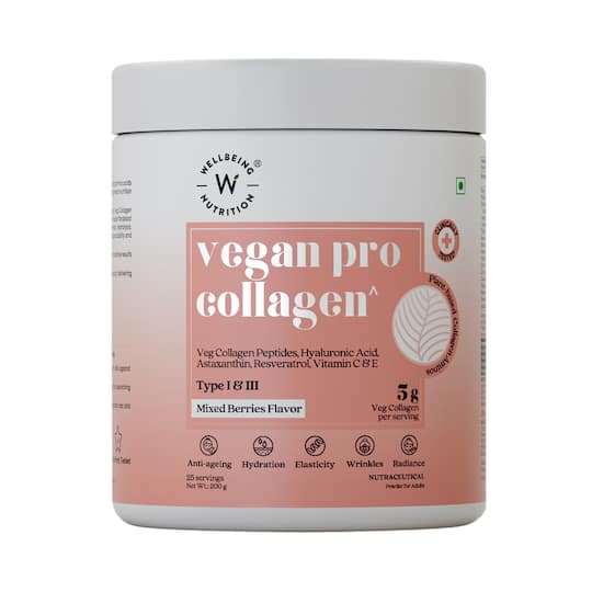 Wellbeing Nutrition Vegan Pro Collagen Hyaluronic Acid Skin and Hair Mixed Berries Flavor (200 g)