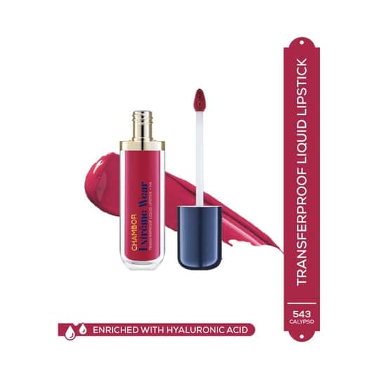 Chambor Extreme Wear Hydrating Matte, Intensely Pigmented, Lasts 12 Hours, Transferproof Liquid Lipstick + HA - Calypso 543 (6 ml)