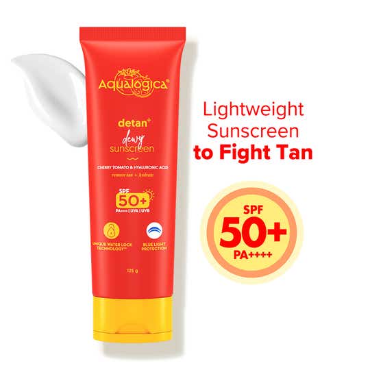 Aqualogica Detan+ Dewy Lightweight Sunscreen Gel SPF 50+ PA++++ for Normal & Dry Skin (125 g)
