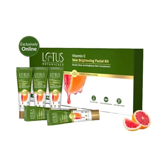 Lotus Botanicals Vitamin C Skin Brightening 5 Step Facial Kit for All Skin Types ( 5 pcs)