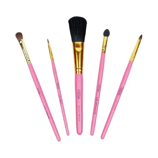 Vega Red Gold-Toned Makeup Brushes Set For Women Color May Vary (RV-05) (5 pcs)