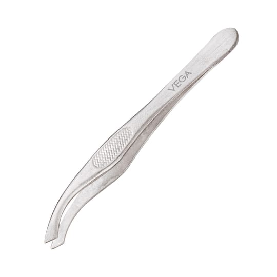 Vega Slant Tip Tweezer - Silver (TW-03)