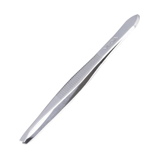 Vega Slant Tip Tweezer - Silver (TW-03)