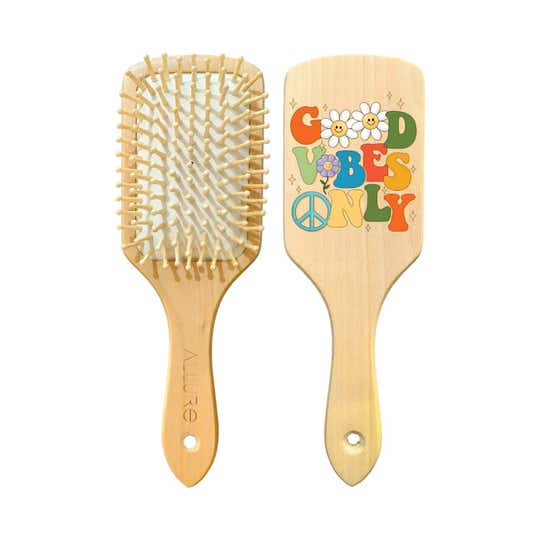 Allure Personalised Paddle Hair Brush Good Vibes Print