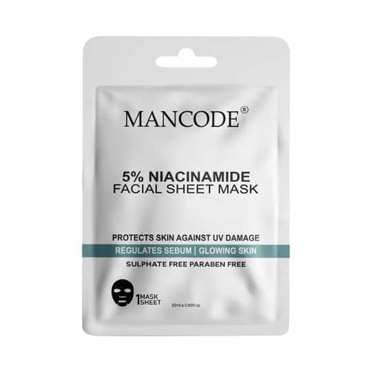 Mancode 5% Niacinamide Facial Sheet Mask For All Skin Types (25 ml)