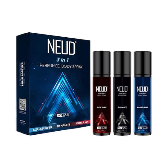 NEUD 3-in-1 Perfumed Body Sprays for Men, Long-Lasting, No Gas, No CFC (3 pcs)