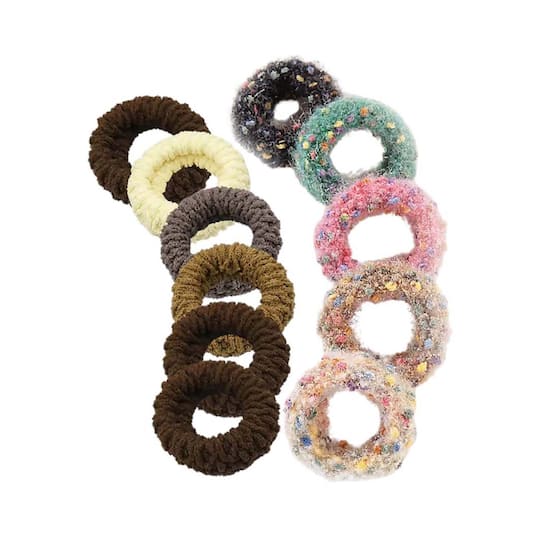 Majestique Multi Designs Cotton Stretchable Hair Rubber Band Ponytail Holder (11 pcs)