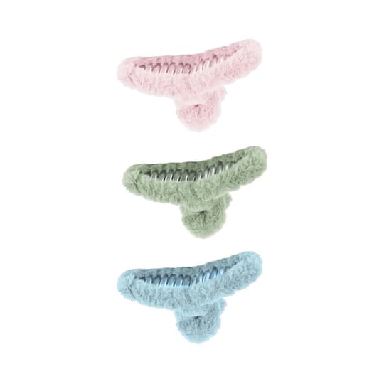 Majestique Soft Faux Fleece Fur Large Hair Clutcher Hair Claw Clips (3 pcs)