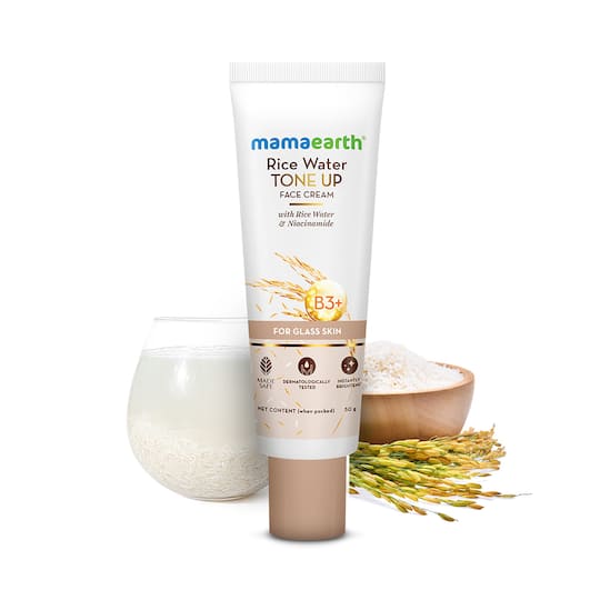 Mamaearth Rice Water Tone Up Face Cream with Rice Water & Niacinamide for Glass Skin (50 g)