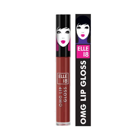 Elle 18 OMG Lip Gloss Moisturising Non-sticky Light weight with Jojoba Oil - Brownie Babe (2.5ml)