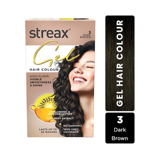 Streax Gel Hair Color for Women - Dark Brown 3 (150 ml)