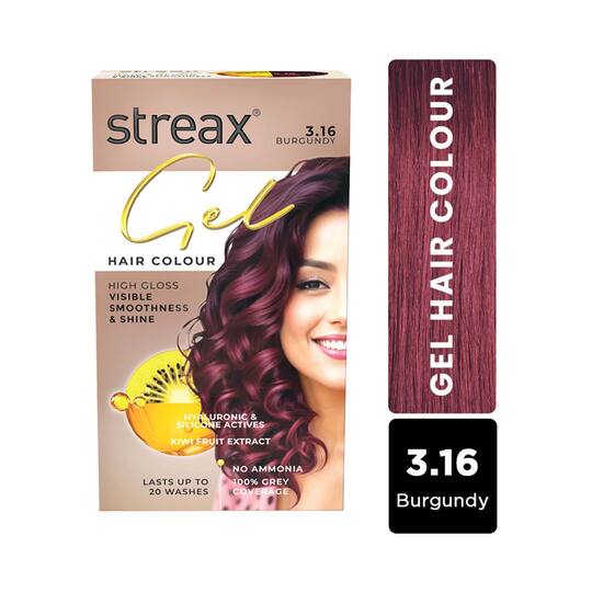 Streax Gel Hair Color for Women - Burgundy 3.16 (150 ml)