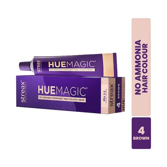 Streax Professional HueMagic Permanent Hair Color - Brown 4 (90 g)