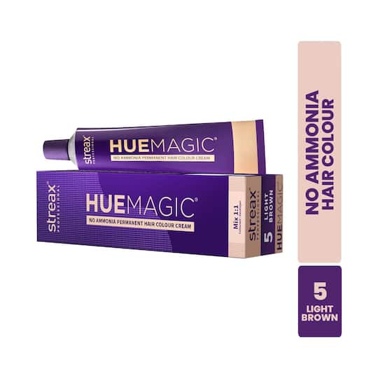 Streax Professional HueMagic Permanent Hair Color - Light Brown 5 (90 g)
