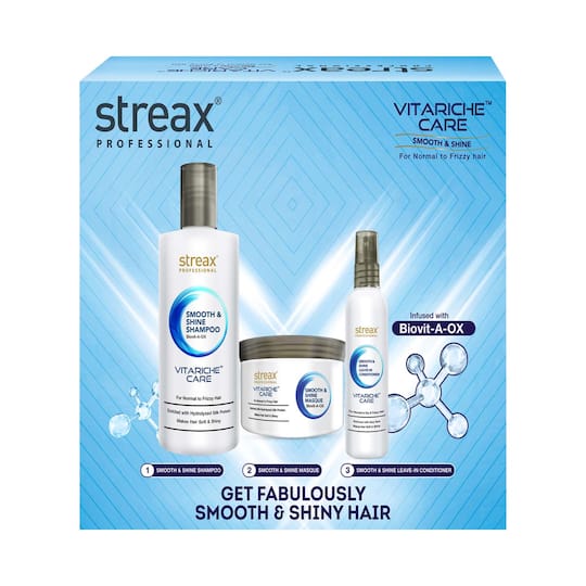 Streax Professional Vitariche Smooth & Shine Post Care Shampoo + Masque + Serum Combo Kit (3 pcs)