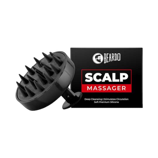 Beardo Black Hair Scalp Massager Brush with Soft Silicone Bristles