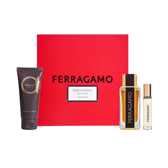 Salvatore Ferragamo Spicy Leather Eau de Parfum + Shampoo & Shower Gel + Pen Spray