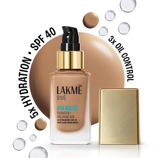 Lakme 9to5 Hya Matte Foundation + Hyaluronic Acid - Warm Caramel (25 ml)