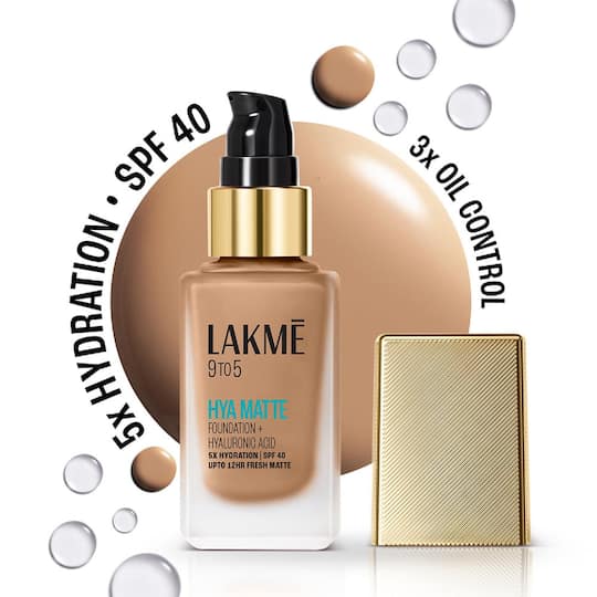 Lakme 9to5 Hya Matte Foundation + Hyaluronic Acid - Neutral Almond (25 ml)