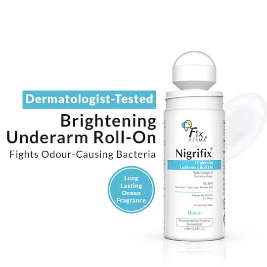 Fixderma Nigrifix Underarm Ocean Roll on With 6% AHA, Lactic Acid & 1% Mandelic Acid Deodorant (60ml)