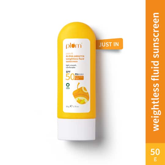 Plum Yuzu & Alpha Arbutin Weightless Fluid SPF 50 PA+++ Sunscreen Ultralight texture No White (50 g)