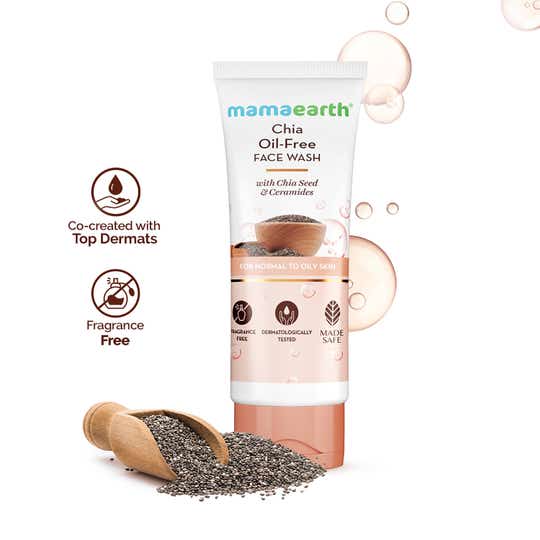 Mamaearth Chia Oil-Free Face Wash with Chia Seed & Ceramides for Normal to Oily Skin (100 ml)