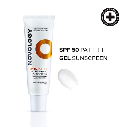 Novology SPF50 PA++++ Ultra Light Gel Sunscreen Non-Greasy, Invisible Finish (50 g)