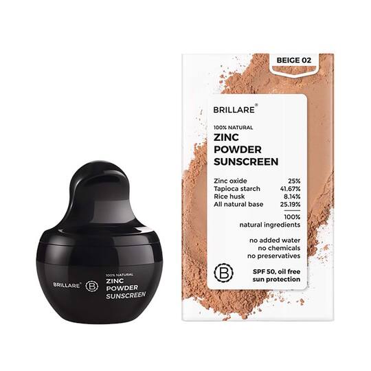 Brillare Zinc Powder Sunscreen SPF 50 - Beige 02 (4 g)