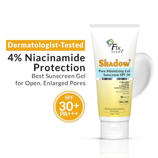 Fixderma Shadow Pore Minimizing Gel Sunscreen SPF 50 PA+++ For UVA & UVB Oily & Acne Prone Skin (50g)