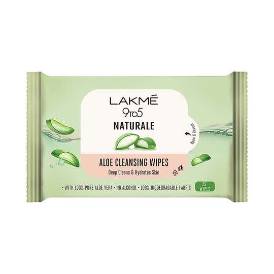 Lakme 9To5 Natural Aloe Cleansing Wipes (25 pcs)