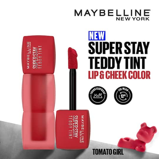 Maybelline New York Superstay Teddy Tint Lip and Cheek Color - Tomato Girl (5 ml)