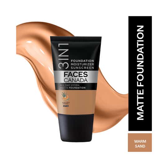 Faces Canada 3In1 All Day Hydra Matte Foundation + Moisturizer + Spf 30 - Warm Sand 042 (18 ml)