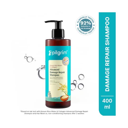 Pilgrim Korean Rice Water & Collagen Advanced Damage Repair Shampoo (400 ml)