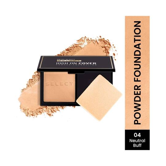 Swiss Beauty Select High On Cover Powder Foundation with Sponge - 4-Neutral Buff (5.5 g)
